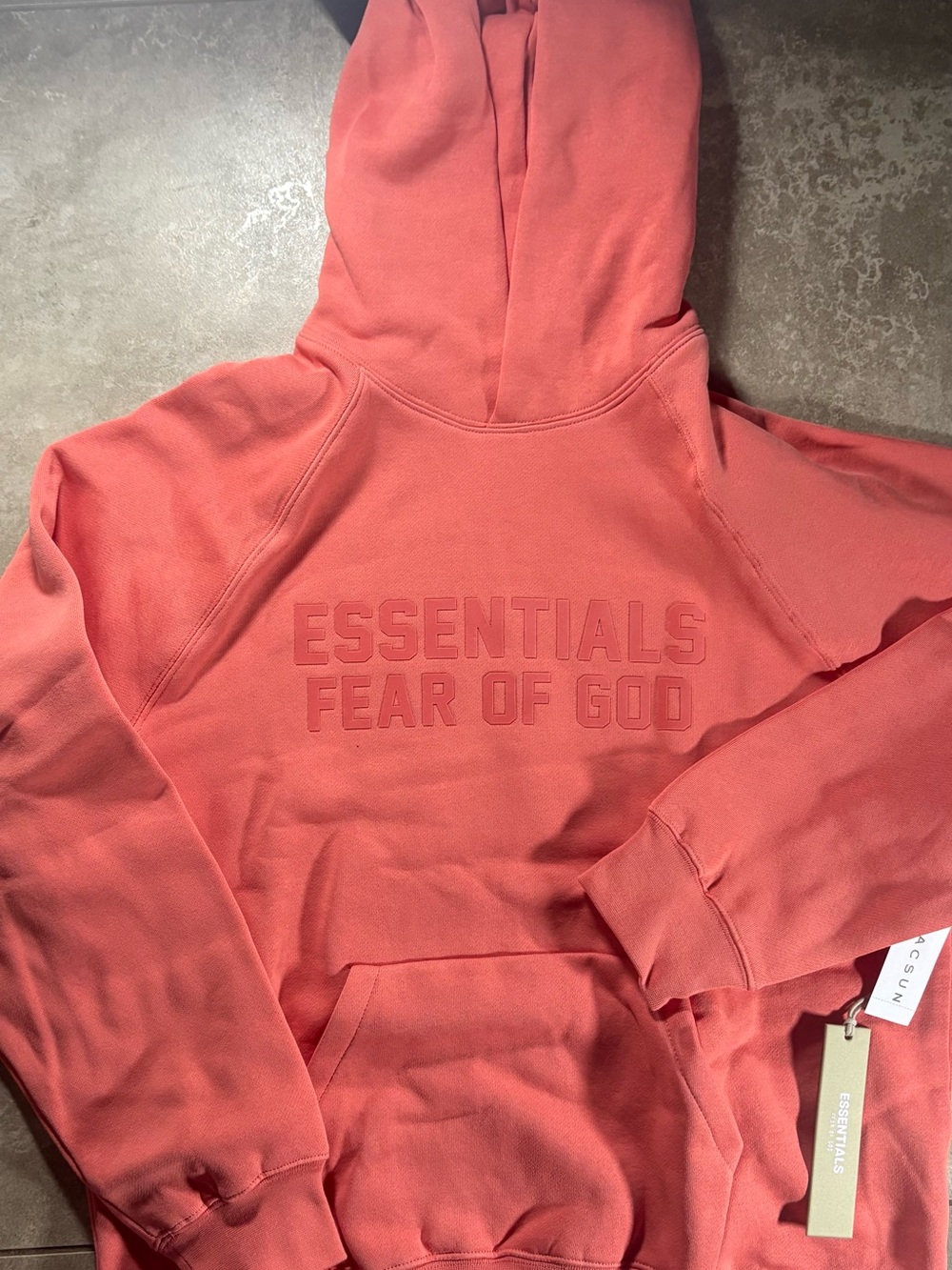 Essentials Coral Crewneck Hoodie with Embossed Logo size small